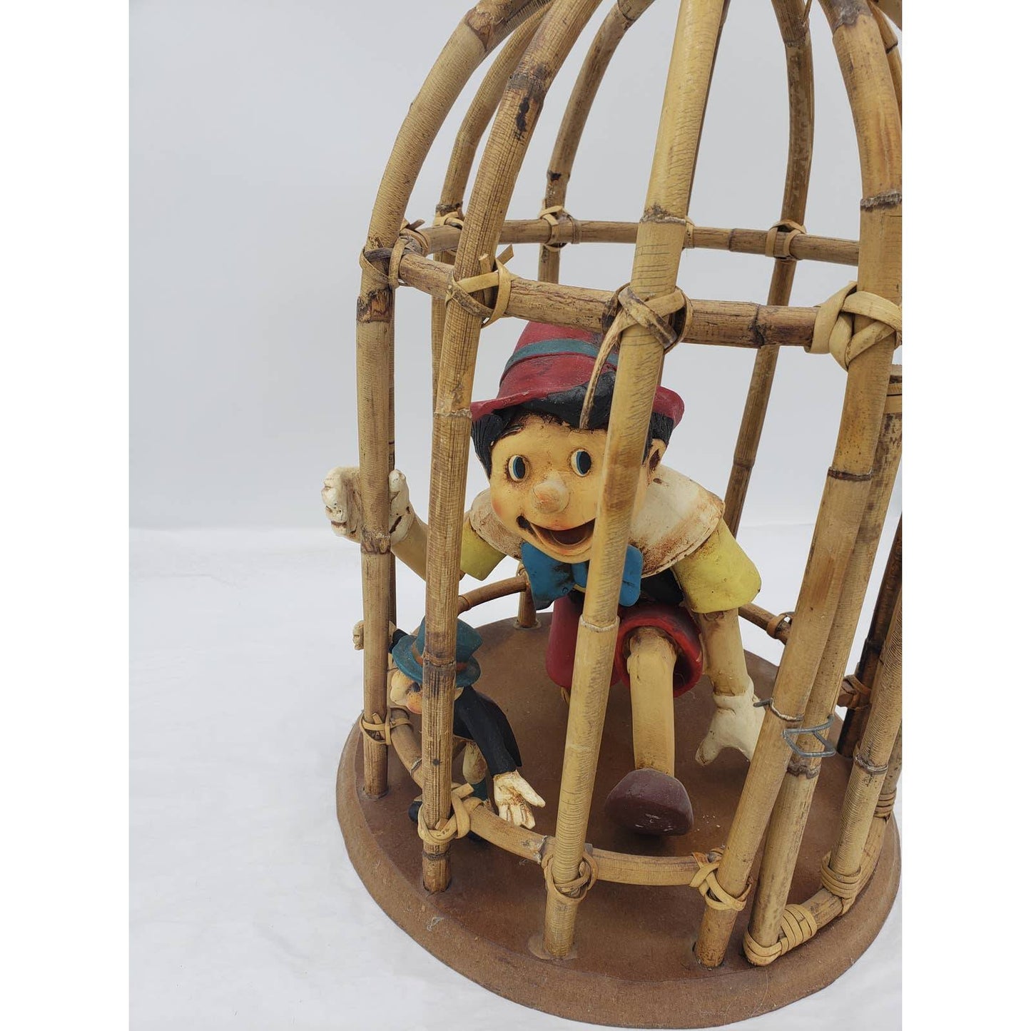 VTG Rare Walt Disney Pinocchio Jiminy Cricket Bamboo Cage that Opens and Hangs