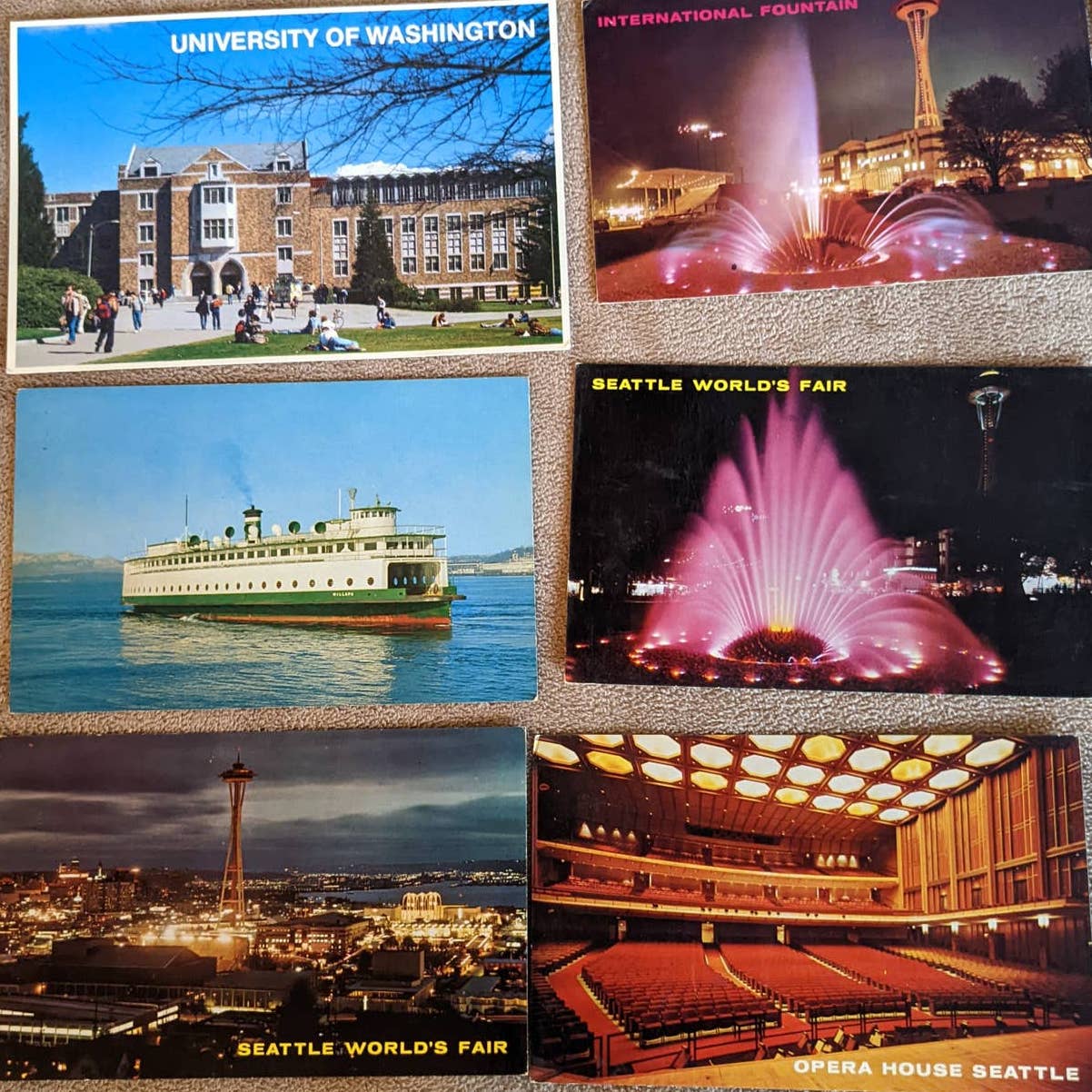 Vintage Seattle World Fair Postcard Lot Washington Opera House, Alweg Monorail