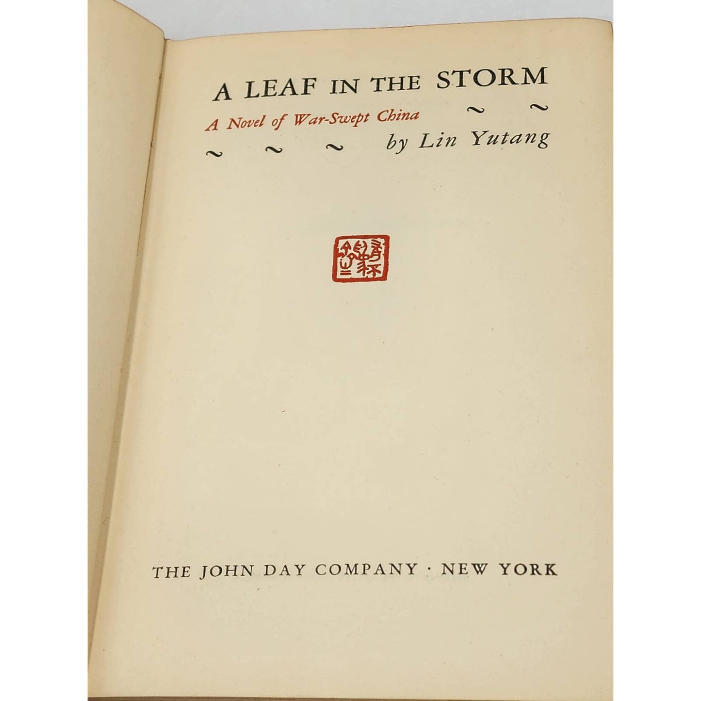 A Leaf In The Storm By Lin Yutang Vintage Rare Novel China Early Edition 1941