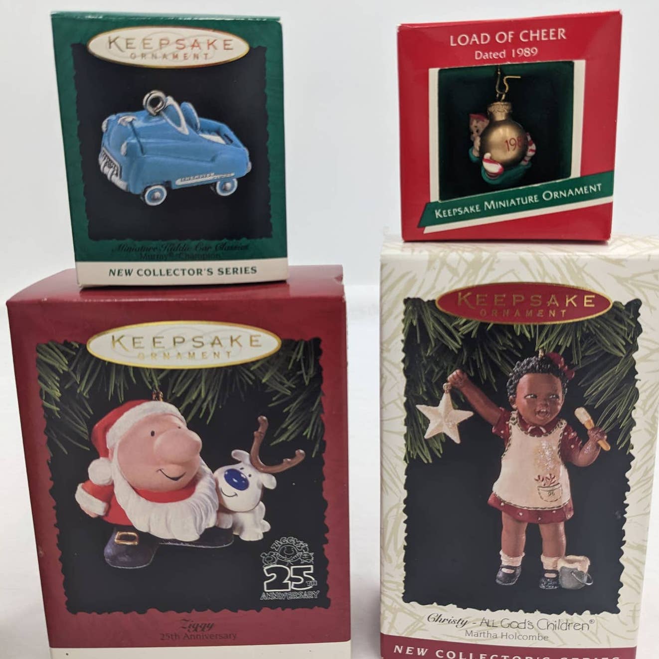 Hallmark Ornament Lot 6 Keepsake Ziggy Riddie Gods Children Elf Vintage With Box