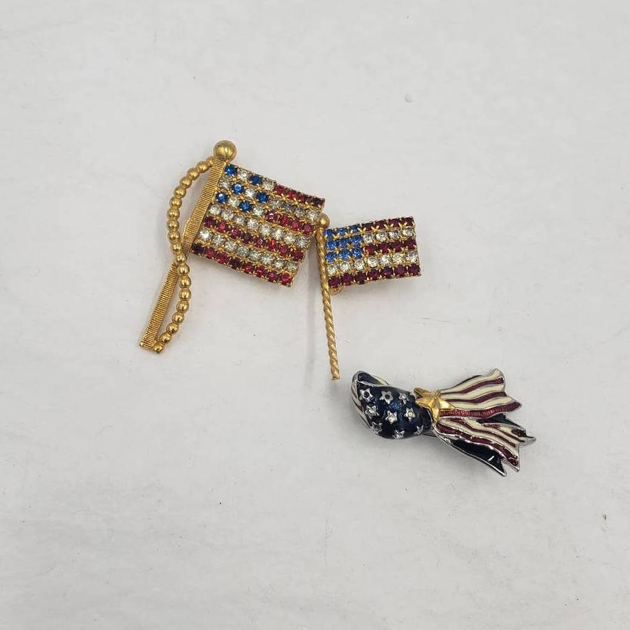 American Flag Brooch Lot 3 Lapel Pin Patriotic Election Memory Heroes 9-11-2001