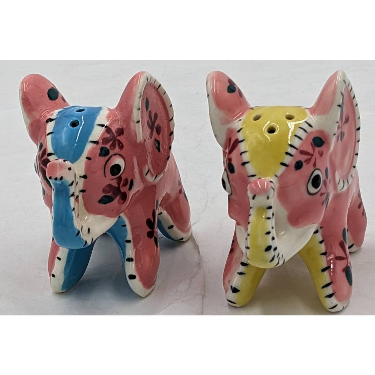 Vintage Pink Elephant Salt Pepper Shaker Set Made In Japan Adorable Pair