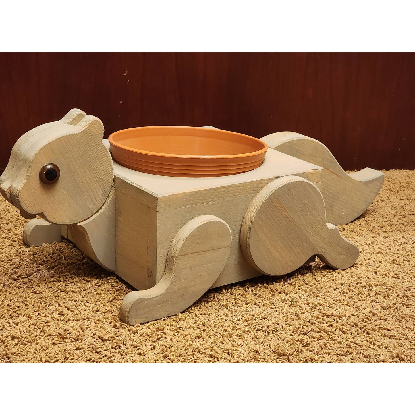 Squirrel Feeder Garden Planter Squirrel Shaped Wood Handcrafted 22" Long