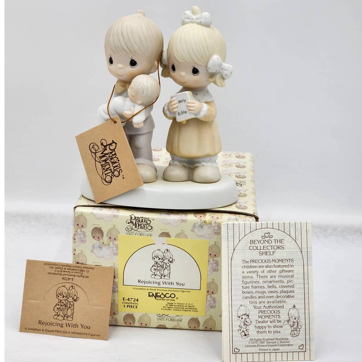 Precious Moments Figurine Rejoicing With You E-4724 Bible Vintage 1980 Box  Tags