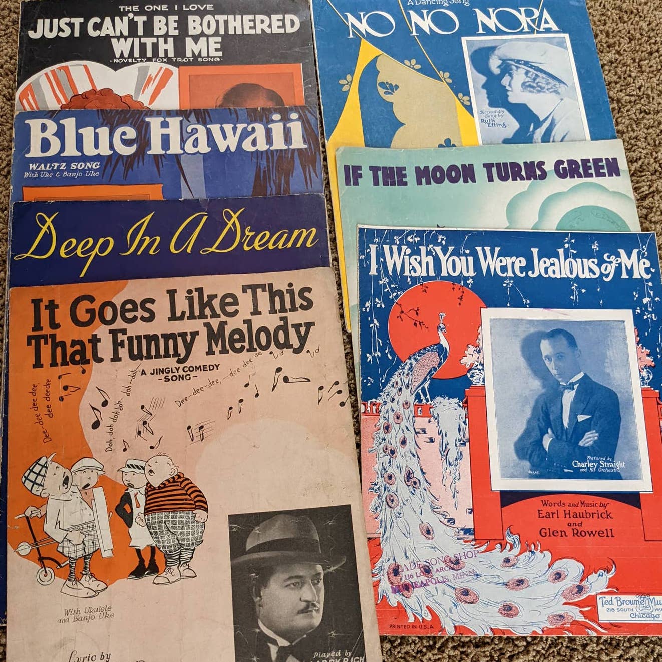 Vintage Sheet Music Lot 7 I Wish You were Jealous of me, If the moon turn green