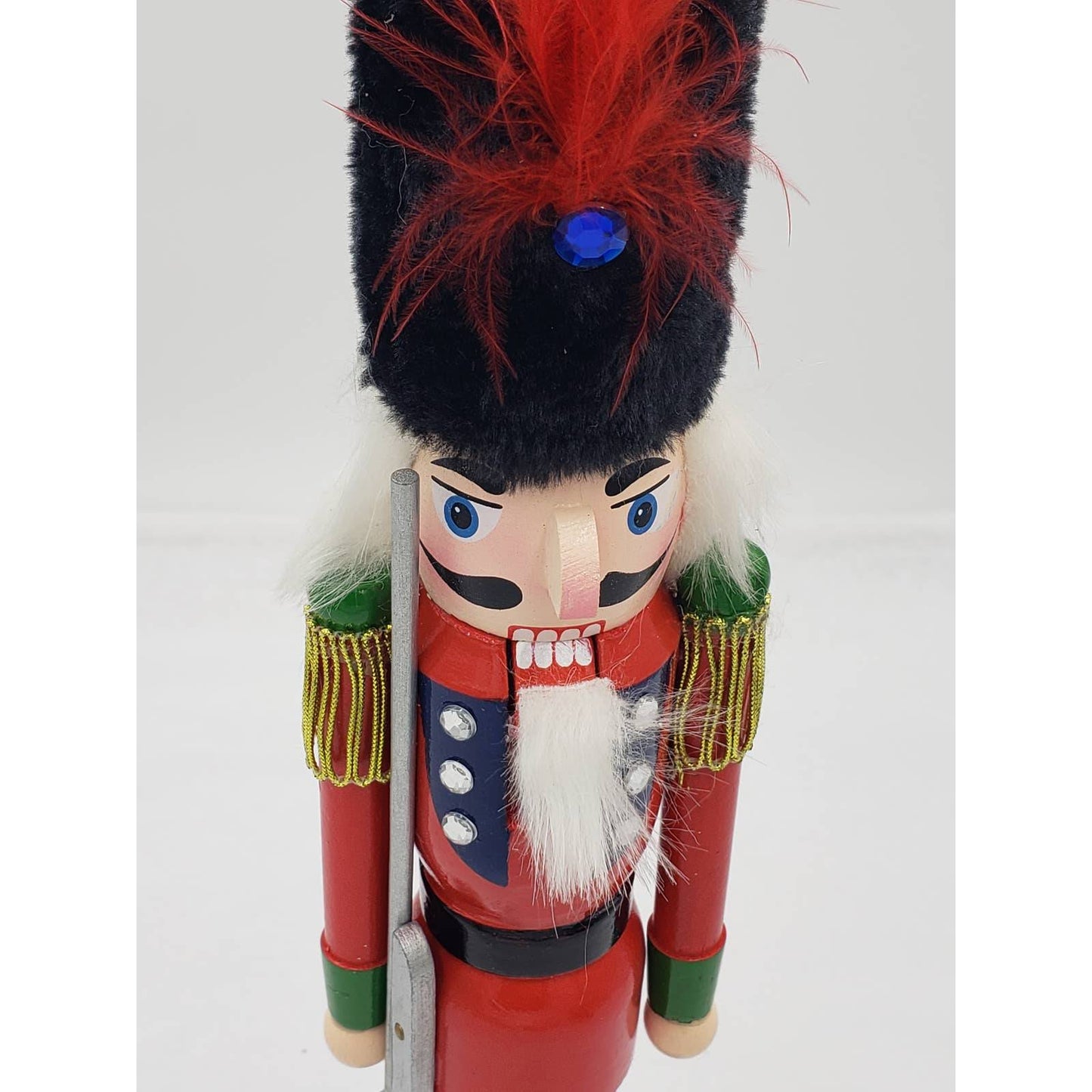 Nutcracker Thin Soldier with Rifle Jeweled Bedazzled 15"