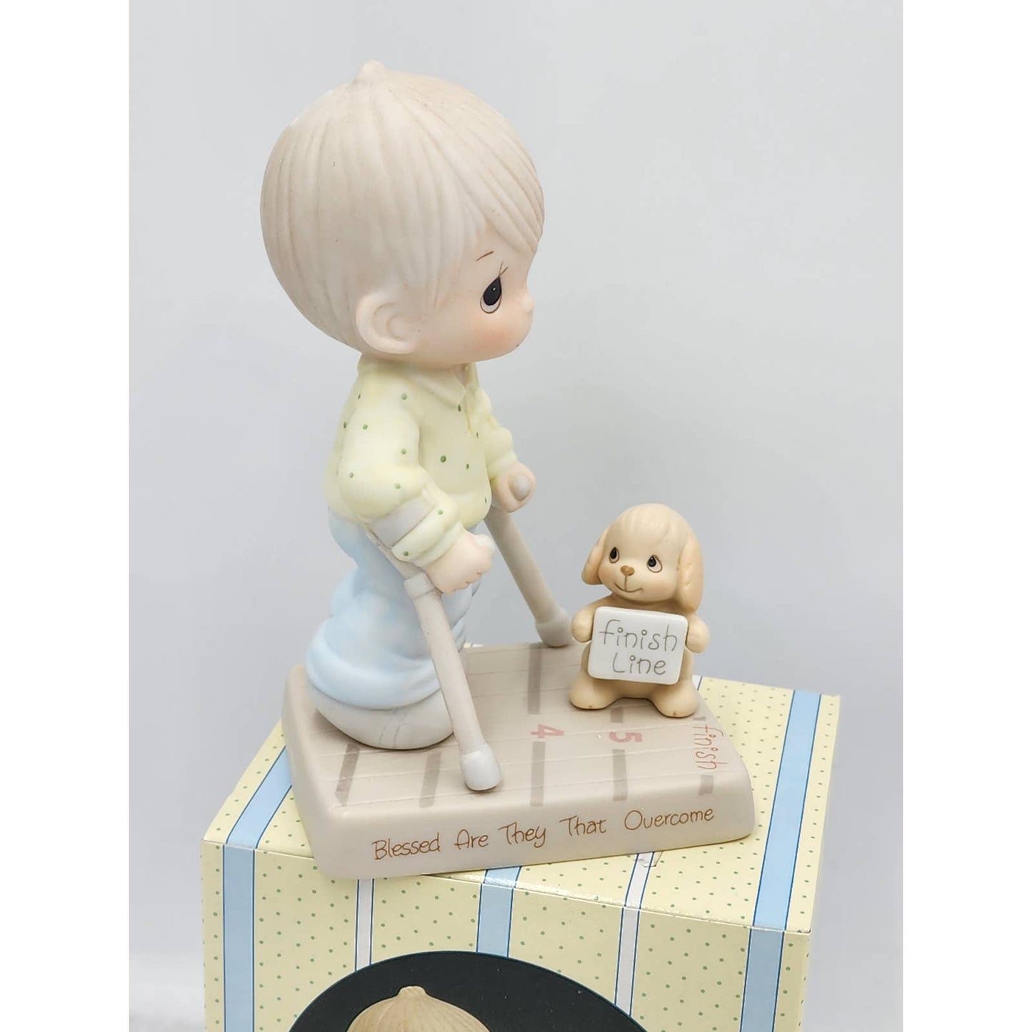 Precious Moments Figurine Blessed Are That Overcome 115479 Dog Boy 1987 Box Tags