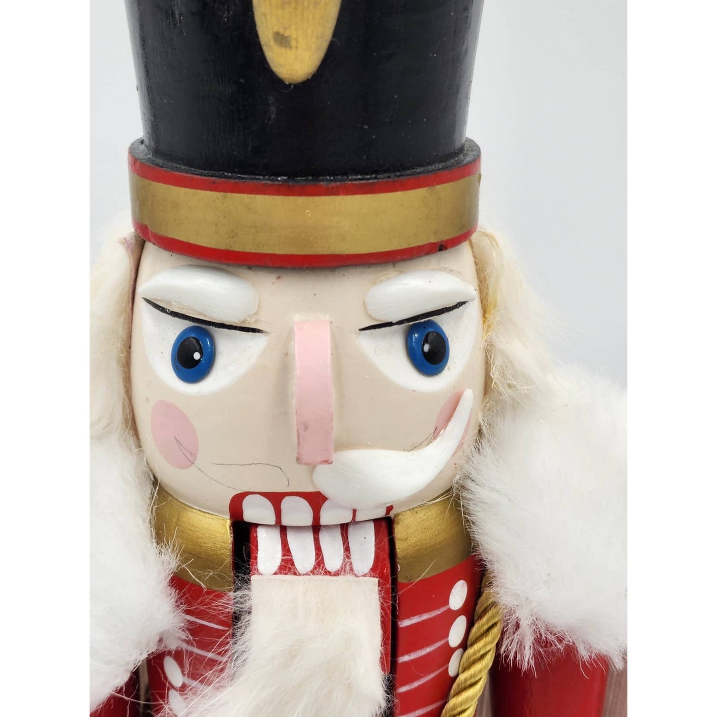 Nutcracker Christmas Drummer White Cape Vintage Wooden 13"