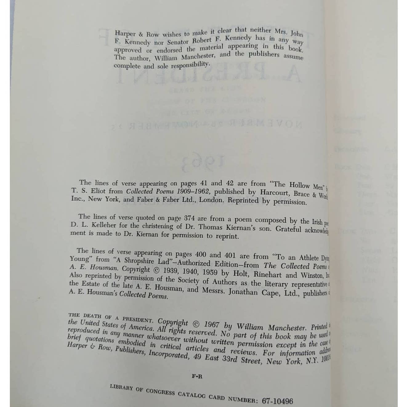 Death Of A President Nov 20 - Nov 25 1963 By William Manchester President JFK