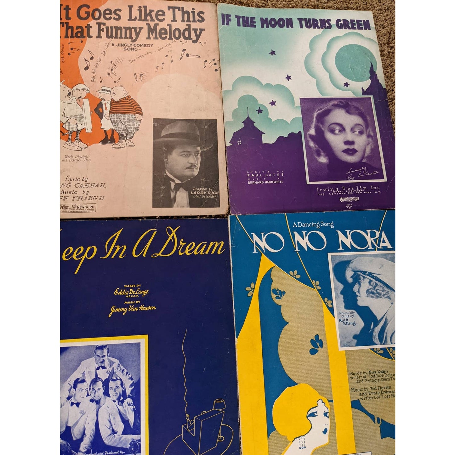 Vintage Sheet Music Lot 7 I Wish You were Jealous of me, If the moon turn green