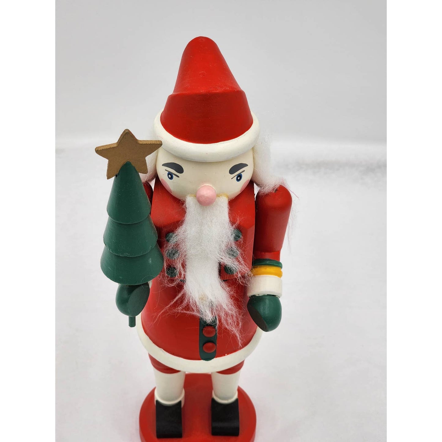 Nutcracker Christmas Santa Figurine Holding Tree Rosy Cheeks Santa Claus 10"