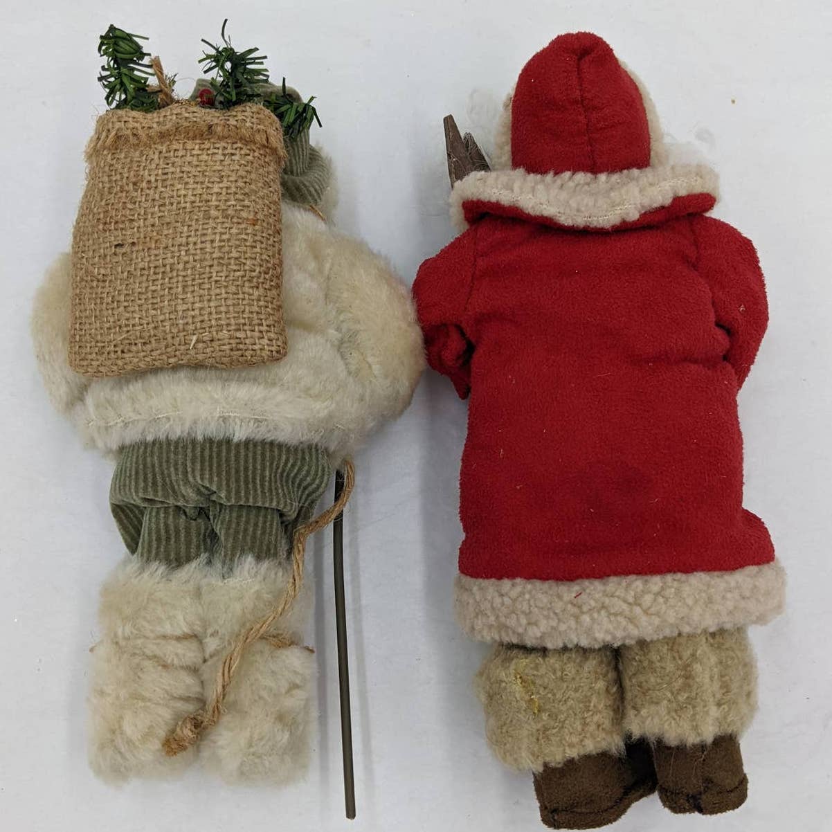 Vintage Santa Claus  Set of 2 Winter Christmas Hitting the Slopes Skiing 9" Tall