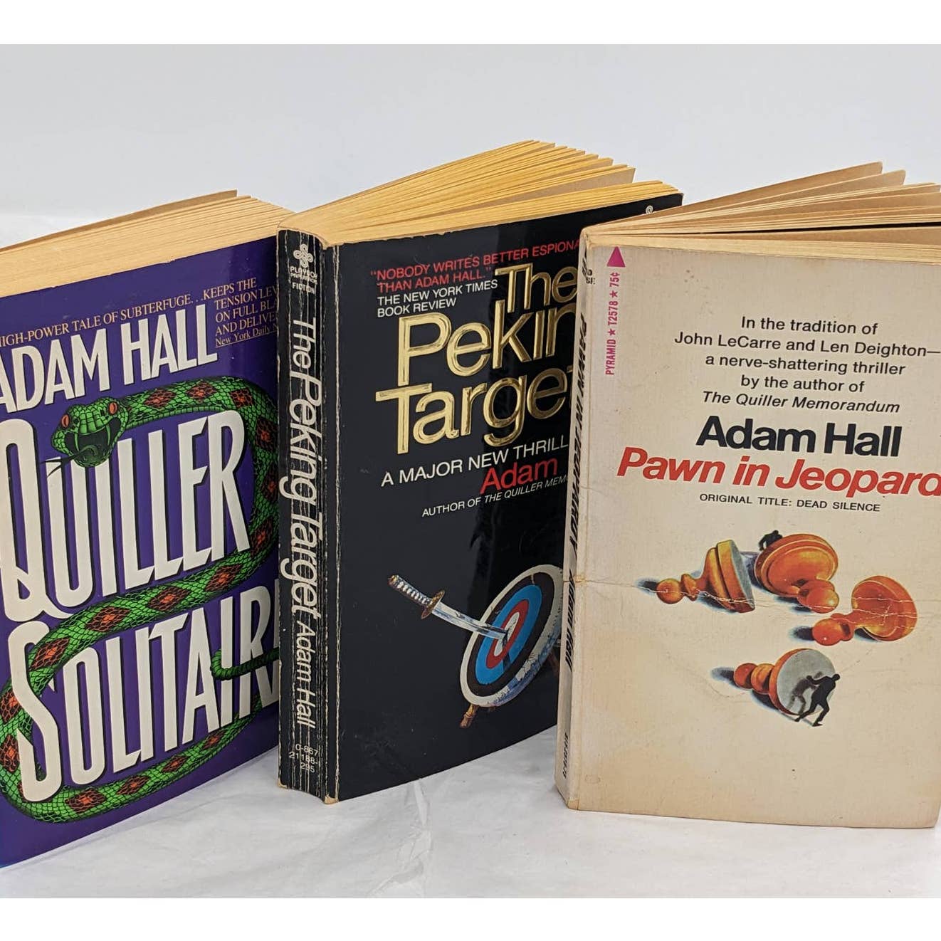 Adam Hall Lot 6 Paperback Books Quiller Run Peking Target Pawn Jeopardy Vintage