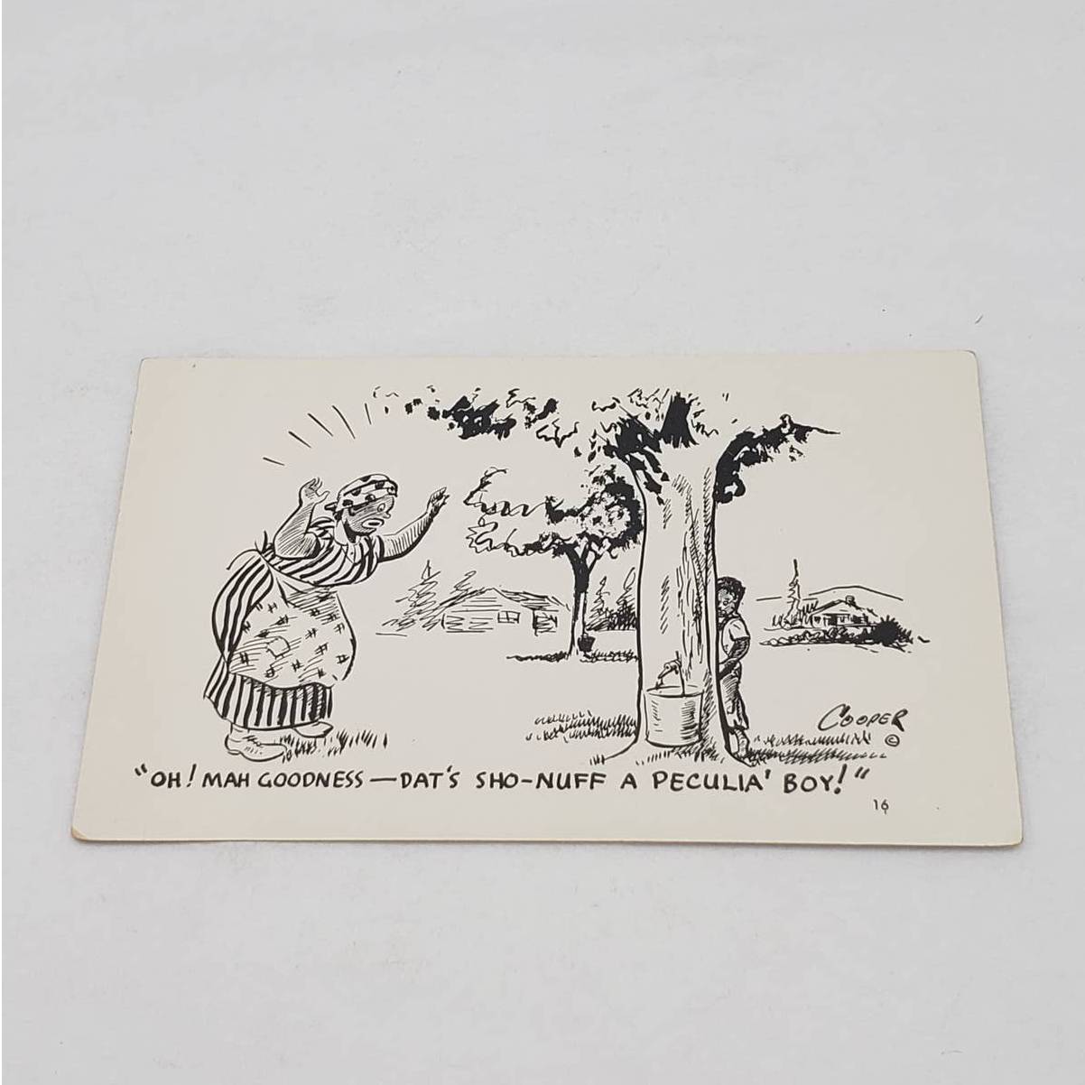 Coopers Photo Laff Card Oh! Mah Goodness Peculiar Boy Humor Vintage Postcard