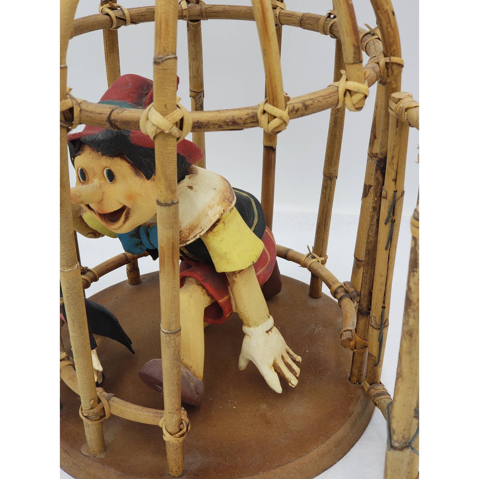 Art Deco Walt Disney Pinocchio and Jiminy outlet Cricket statues in Wooden Cage 1998