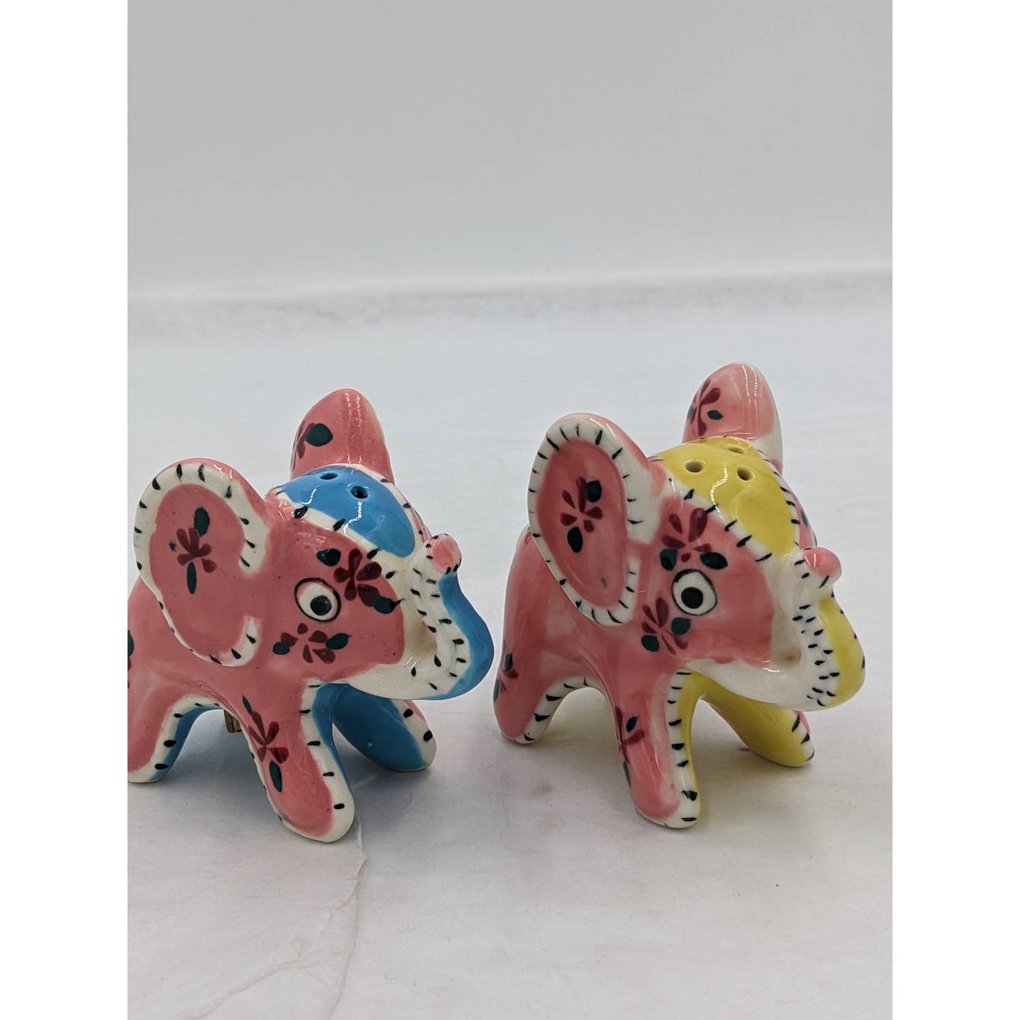 Vintage Pink Elephant Salt Pepper Shaker Set Made In Japan Adorable Pair