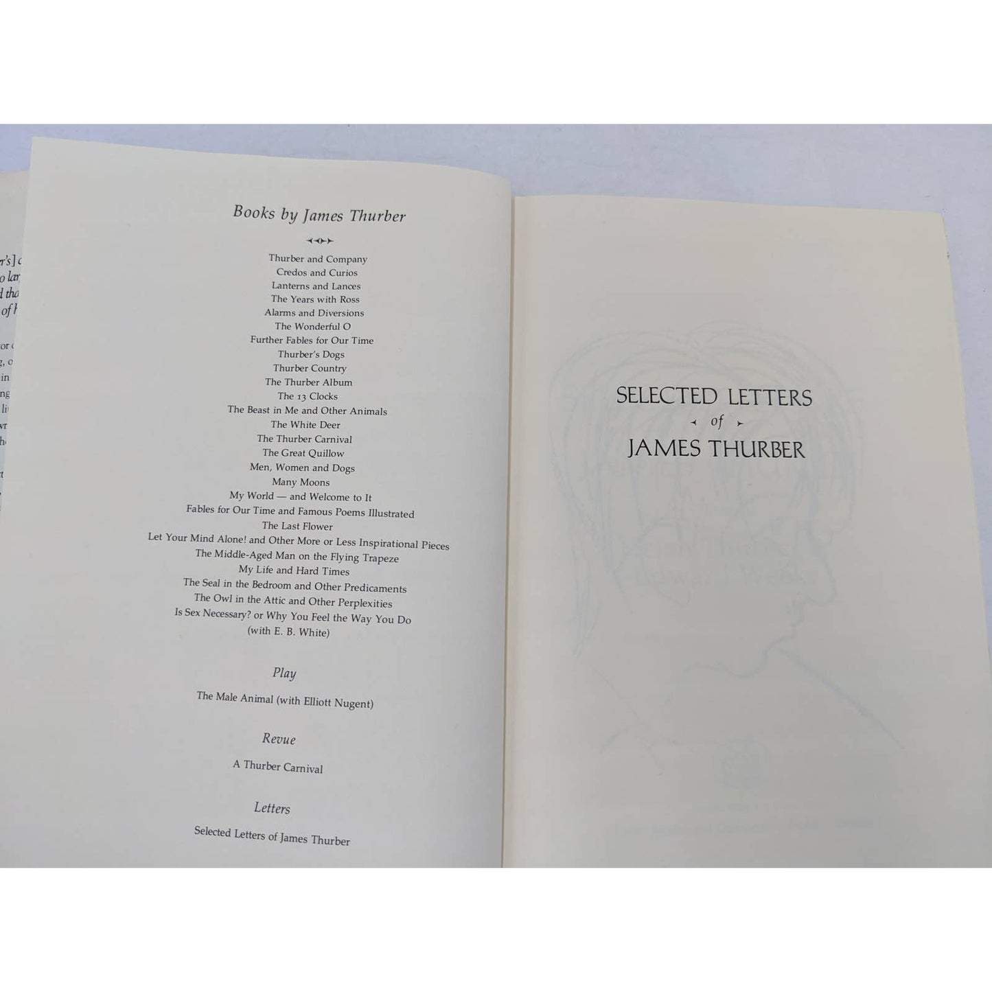 James Thurber Book Lot Biography & Selected Letters Vintage Cartoonist Humorist