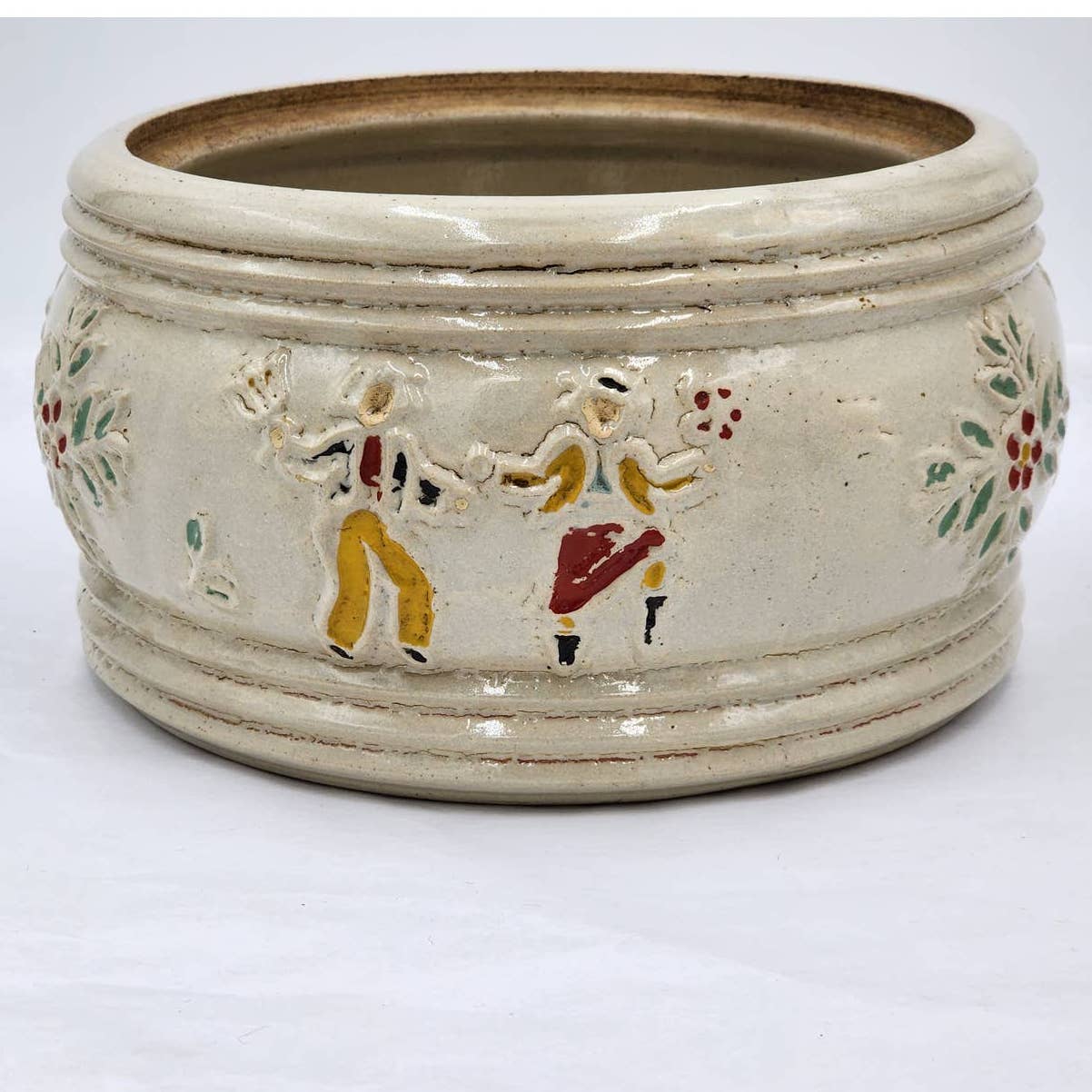 Vintage Red Wing Pottery Art Dancing Peasants Munch Jar 1940s Mid Century Modern