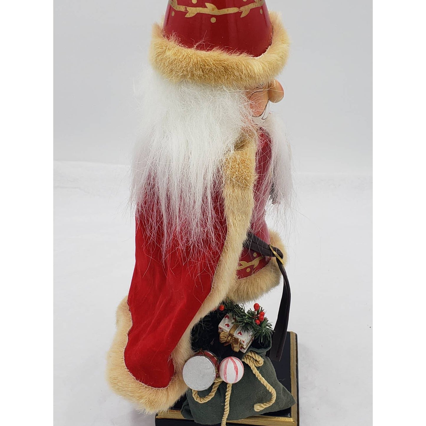 Nutcracker Santa Claus Red Cape Holding Toy Bag Size 14"