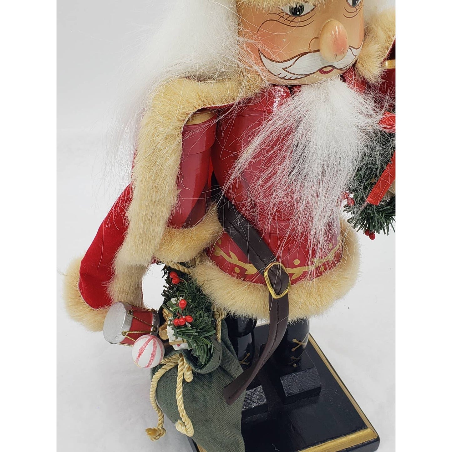 Nutcracker Santa Claus Red Cape Holding Toy Bag Size 14"