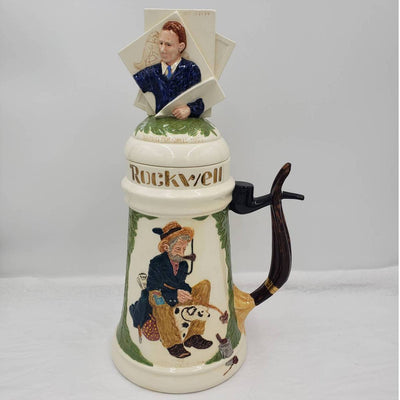 Large Beer Mug Stein 16" Curtis Norman Rockwell 1982 Hobo 1924 Be A Man 1922