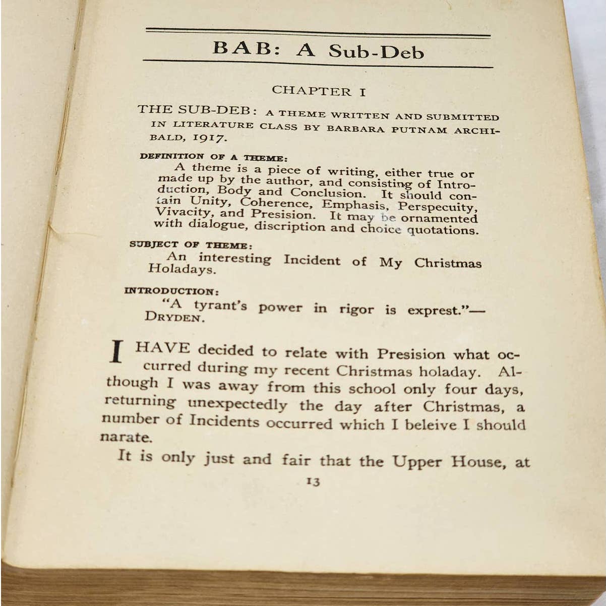 BAB: A Sub-Deb By Mary Roberts Rinehart Antiquarian Vintage Novel 1917