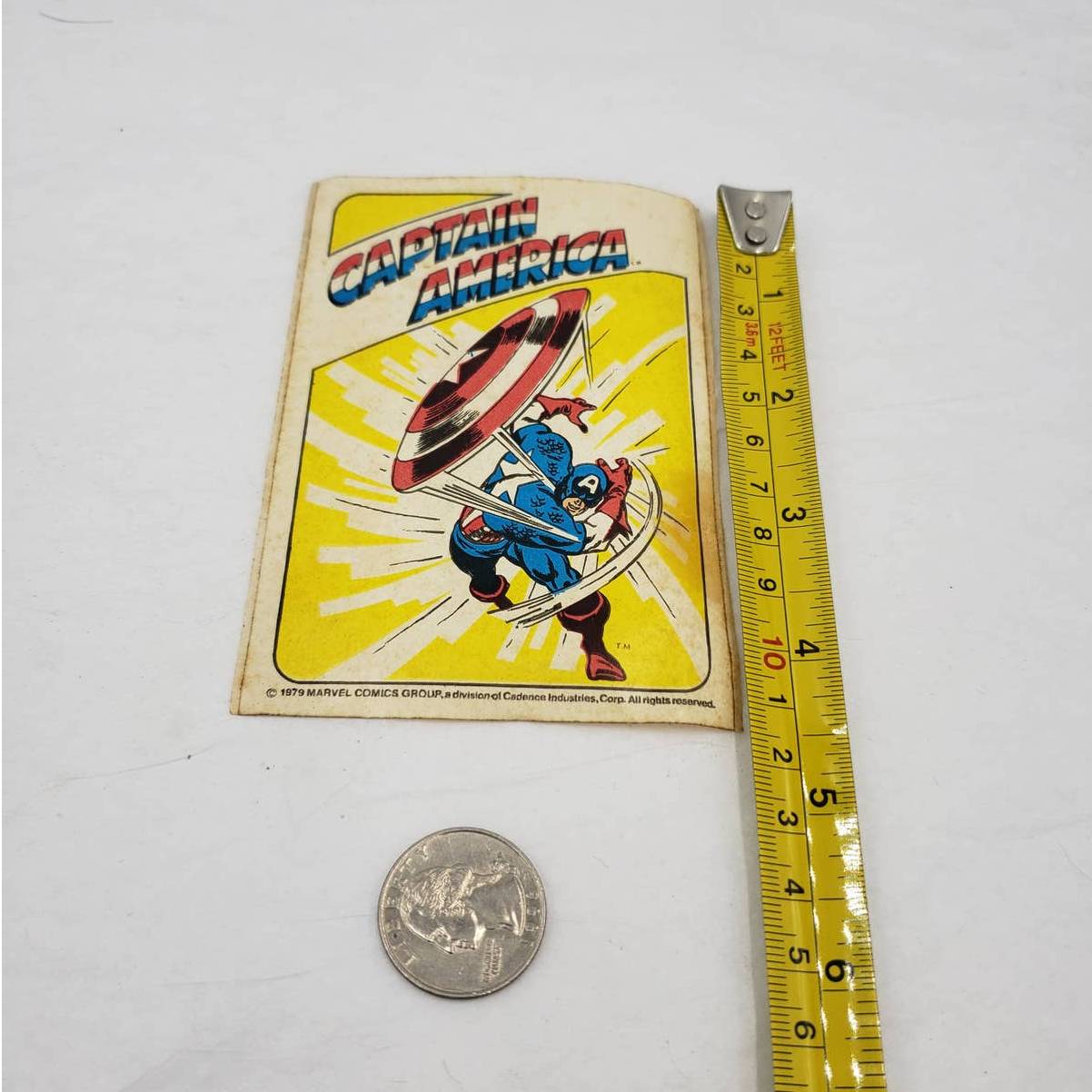 Vintage Captain America 1979 Marvel Sticker Throwing Shield Superheroes 3x4