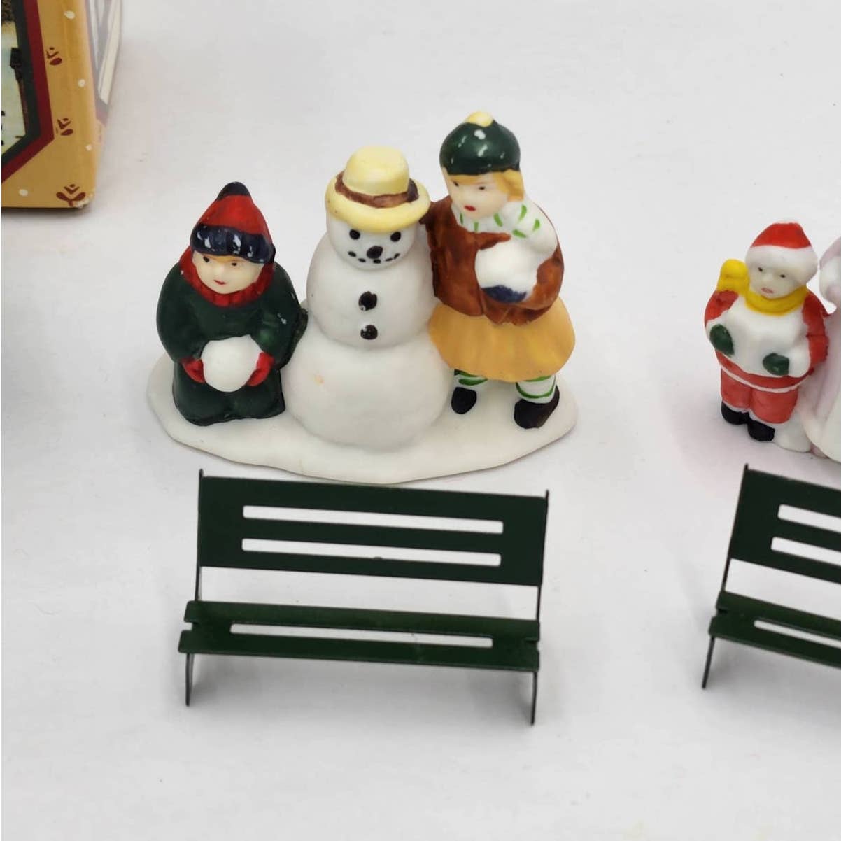 Vintage Christmas Village Figurines Mixed Lot 6 Avon Country Bench, Carolers
