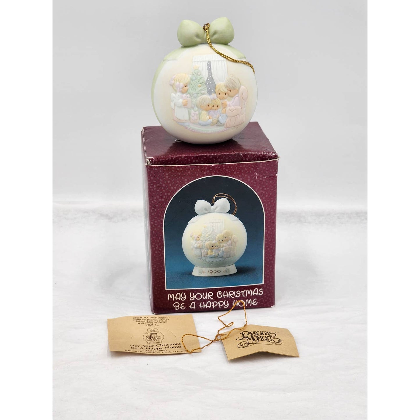 Precious Moments Ornament May Your Christmas Be A Happy Home Vintage 1990 W/Box