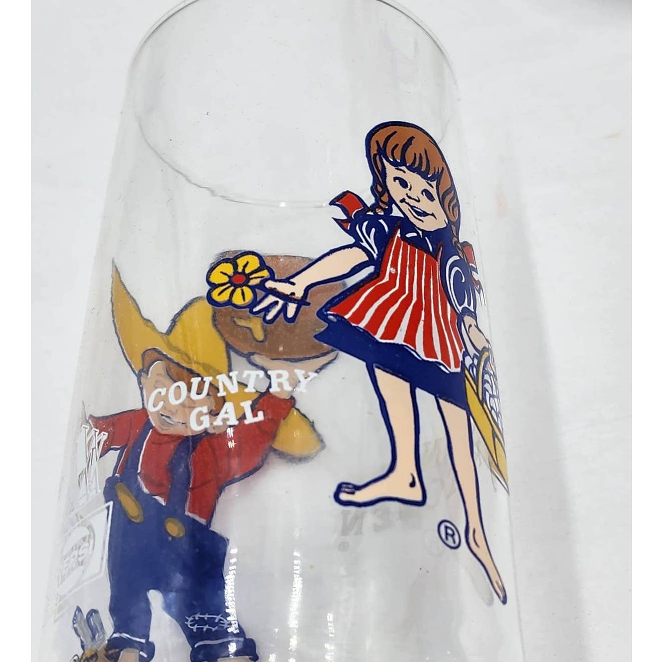 Pepsi Country Kitchen Country Gal & Boy Vintage Collector Drinking Glasses Set 4