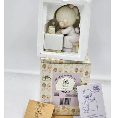 Precious Moments Figurine My Happiness C0010 1990 Symbol Membership Box Tag