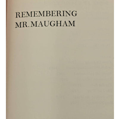 Remembering Mr. Maugham By Garson Kanin Biography Vintage First Edition 1966