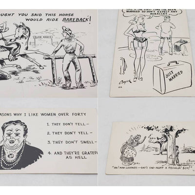 Vintage Postcards Lot of 4 Laff Card Cooper Photo Humor Western Marriage