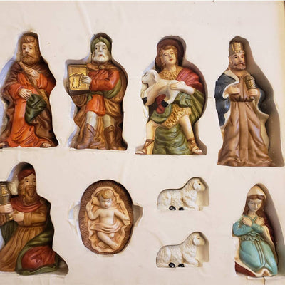 Vintage Nativity 9 Set Porcelain Baby Jesus Wise Men Mary Sheep Dynasty Classics