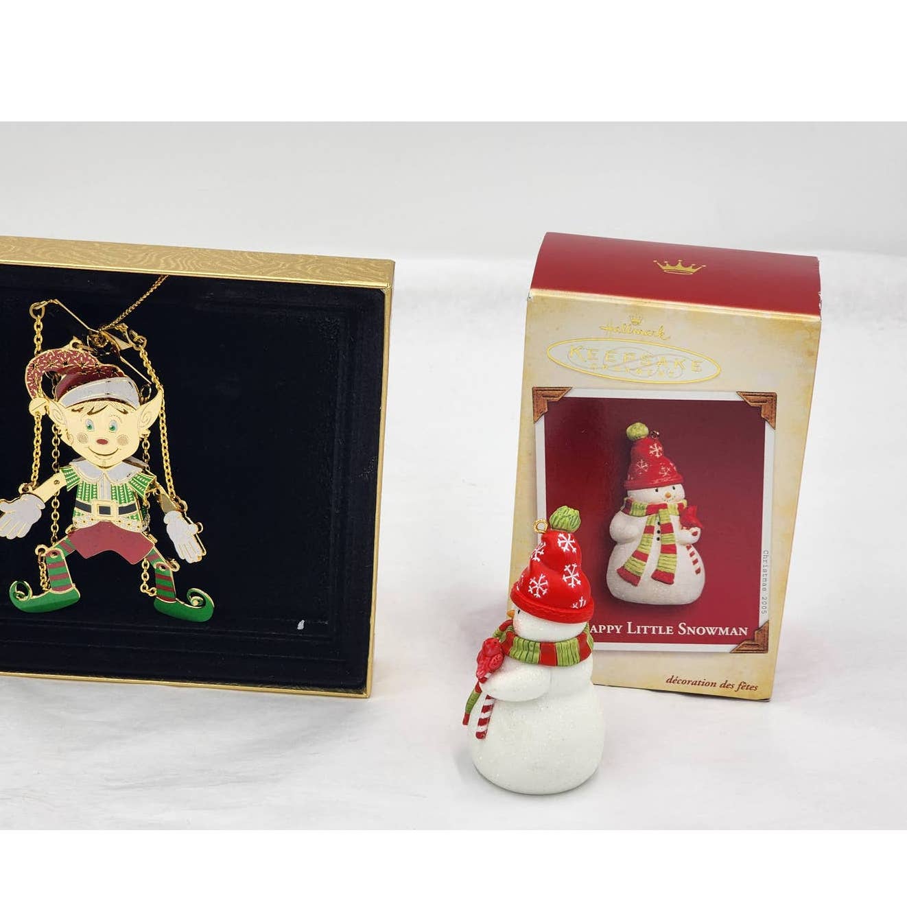 Christmas Tree Decorations Kathe Wohlfahrt German, Hallmark Snowman, Chemart Elf