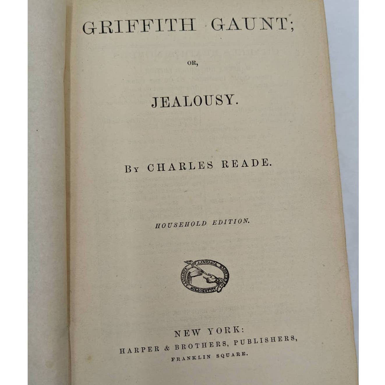 Griffith Gaunt Or Jealousy By Charles Reade Harpers Fireside Edition Vintage