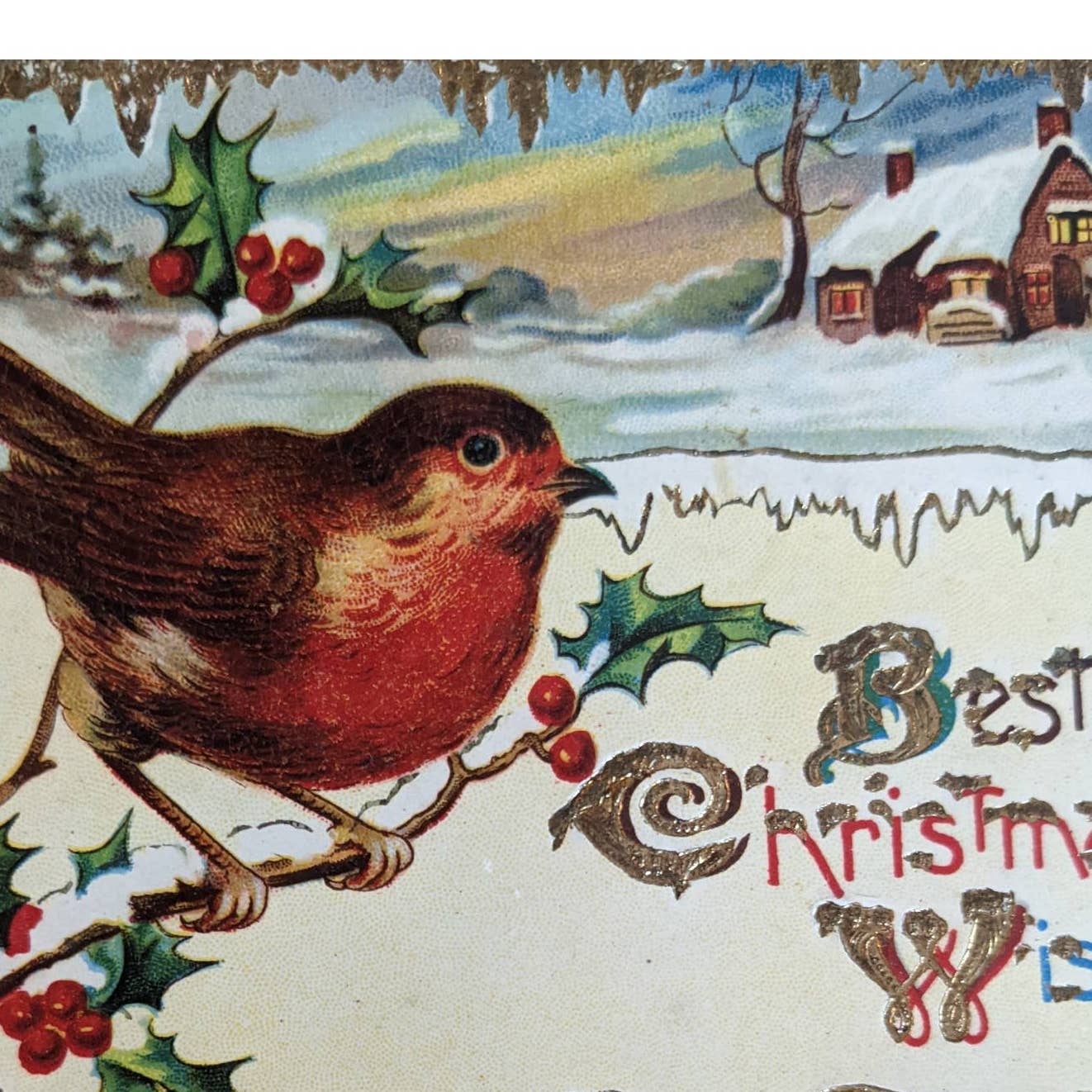 C1900-1915 Christmas Antique Postcard Set Of 7 Merry Christmas Wishes