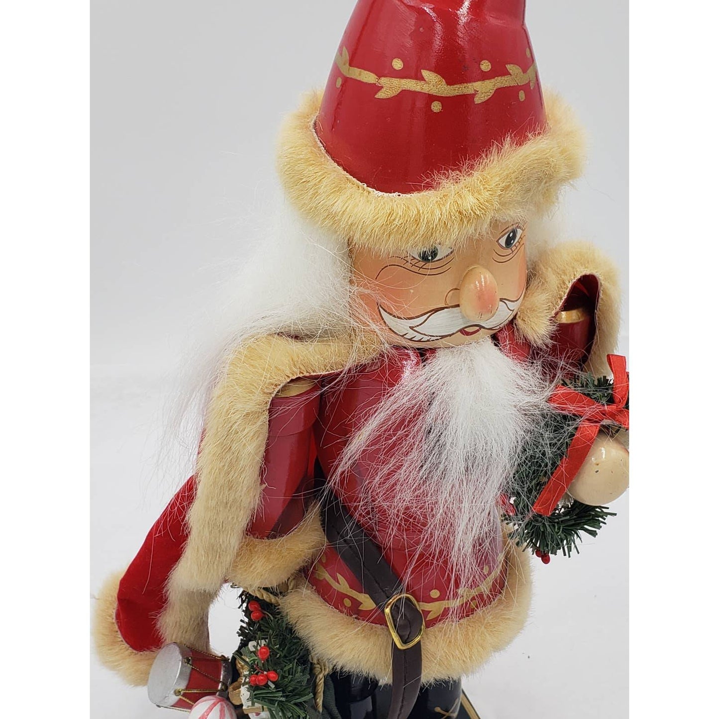 Nutcracker Santa Claus Red Cape Holding Toy Bag Size 14"