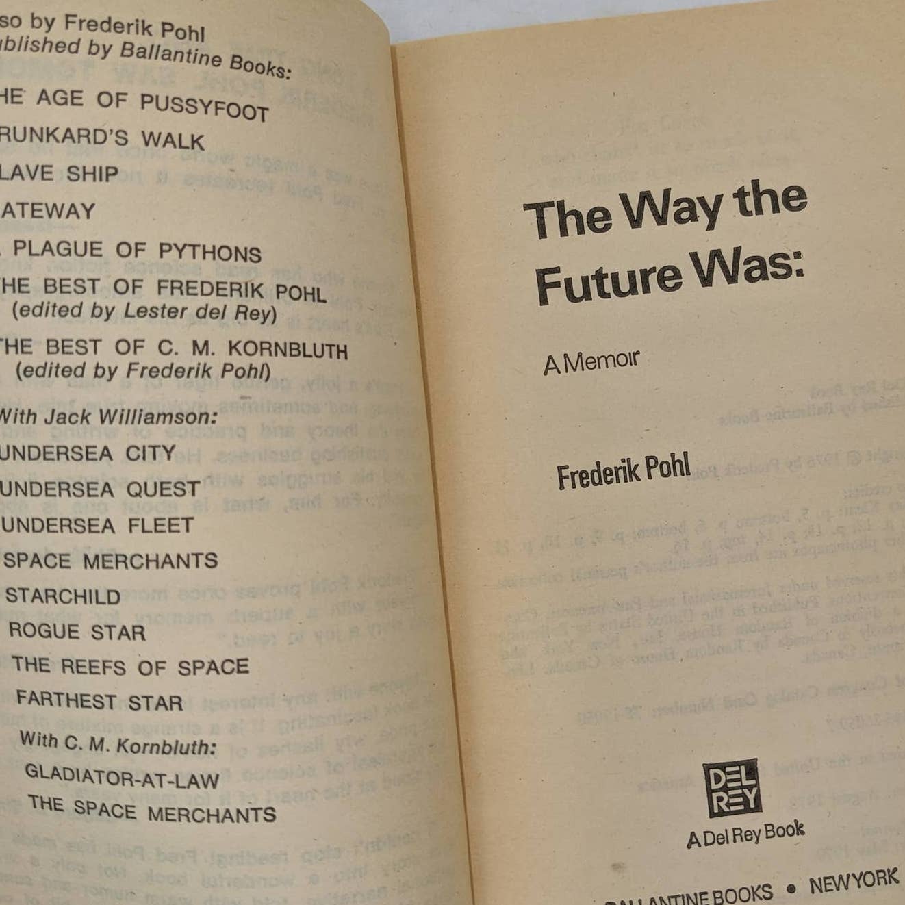 The Way The Future Was A Memoir By Frederik Pohl Paperback Vintage 1978