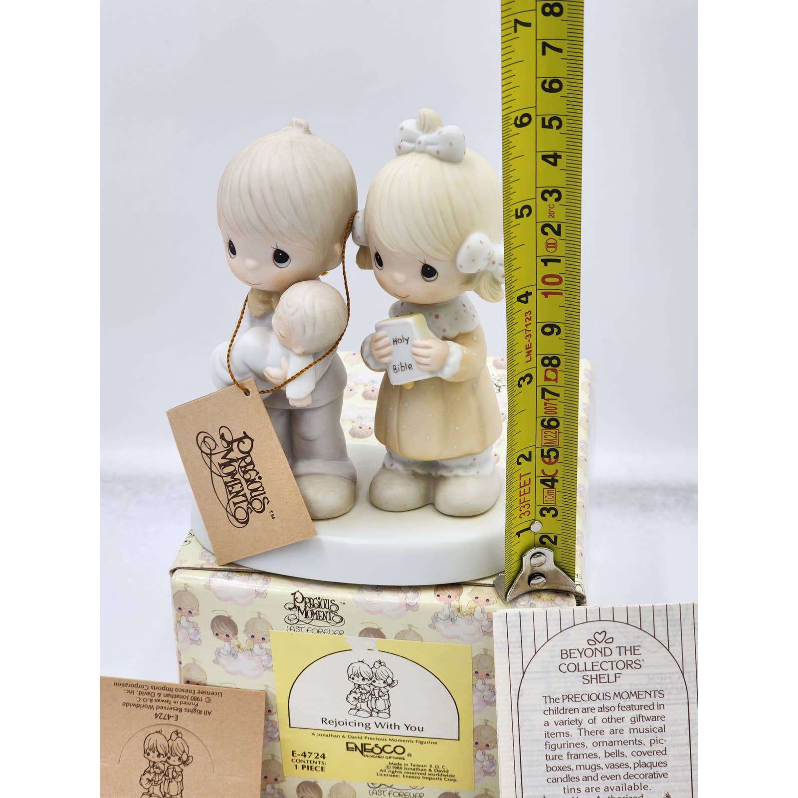 Precious Moments Figurine Rejoicing With You E-4724 Bible Vintage 1980 Box  Tags