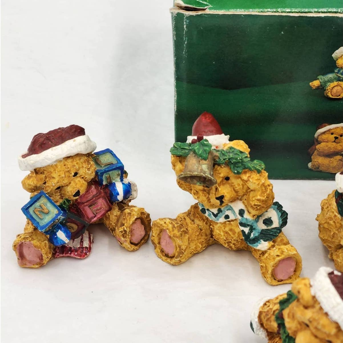 Vintage Christmas Bears And Snowman Ornaments Miniatures Set Of 6 Holiday Bears