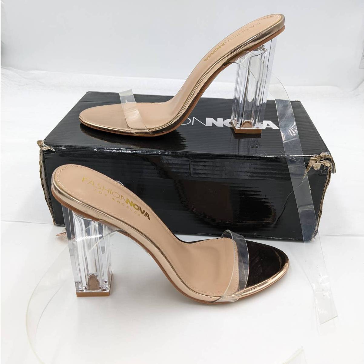 Women's The Glass Slipper Heel Shoes in Clear Size 6 Wide by Fashion Nova