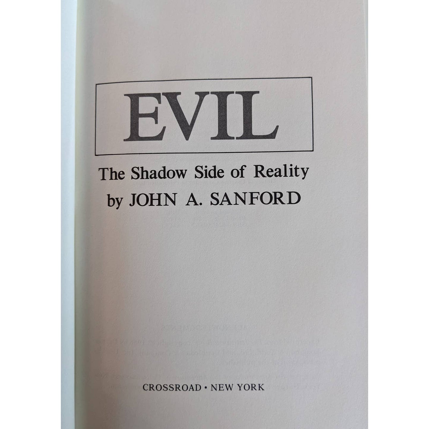 Evil The Shadow Side Of Reality 1981 By John Sanford Christian Problem Of Evil