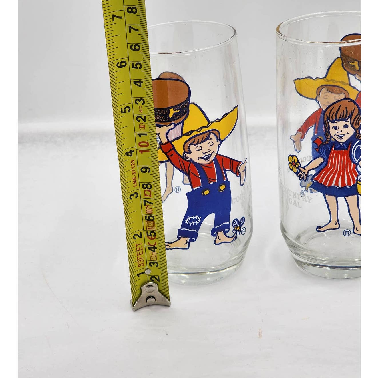 Pepsi Country Kitchen Country Gal & Boy Vintage Collector Drinking Glasses Set 4