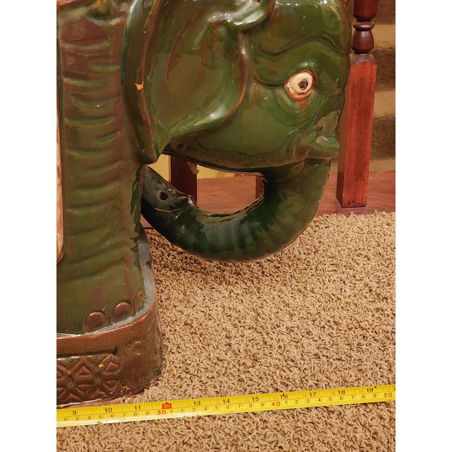 Elephant Figurine Garden Stool Plant Stand Planter Side End Table Vintage 21"