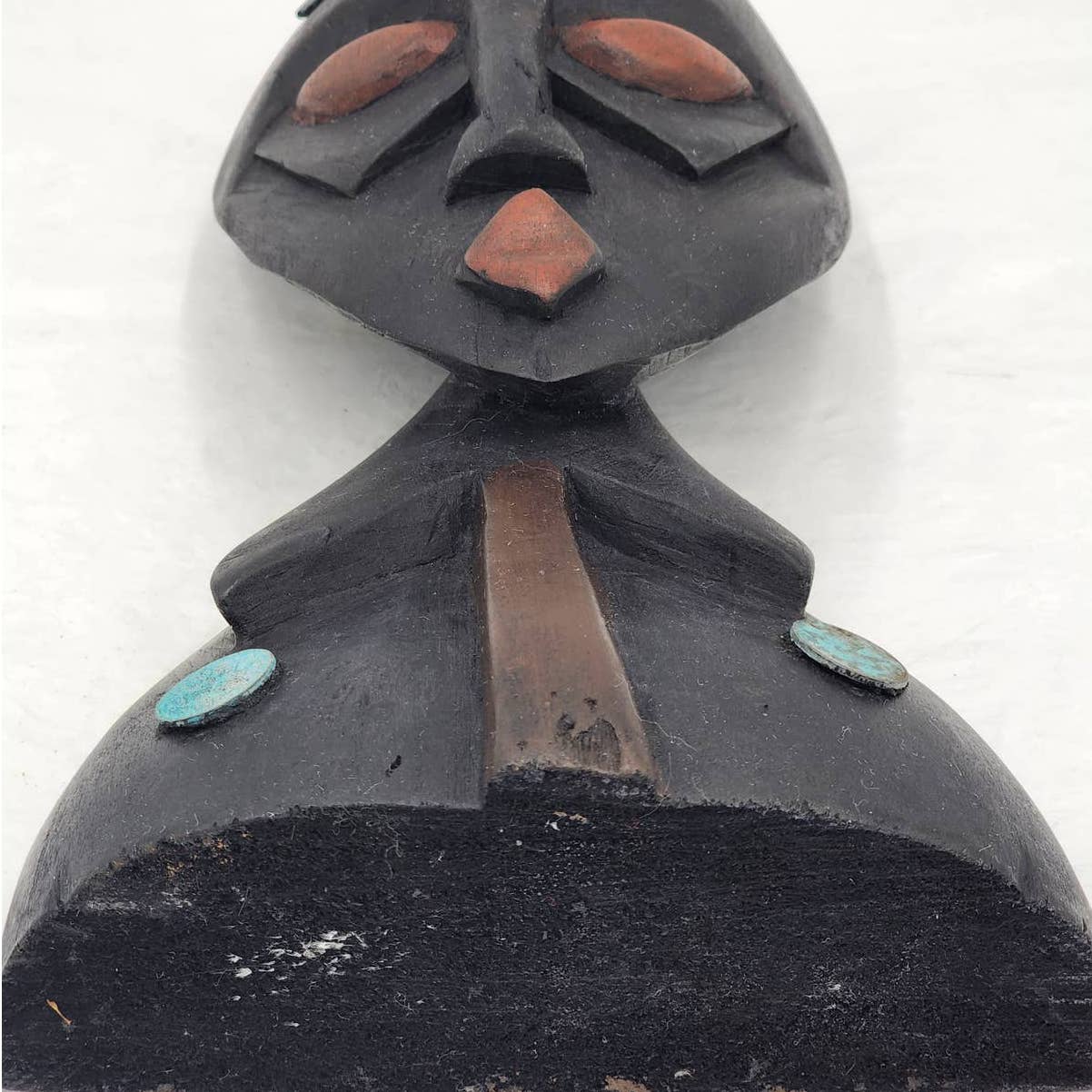 Vintage African Face Mask Tabletop Wooden Handcrafted Ghana West Africa 12.5"