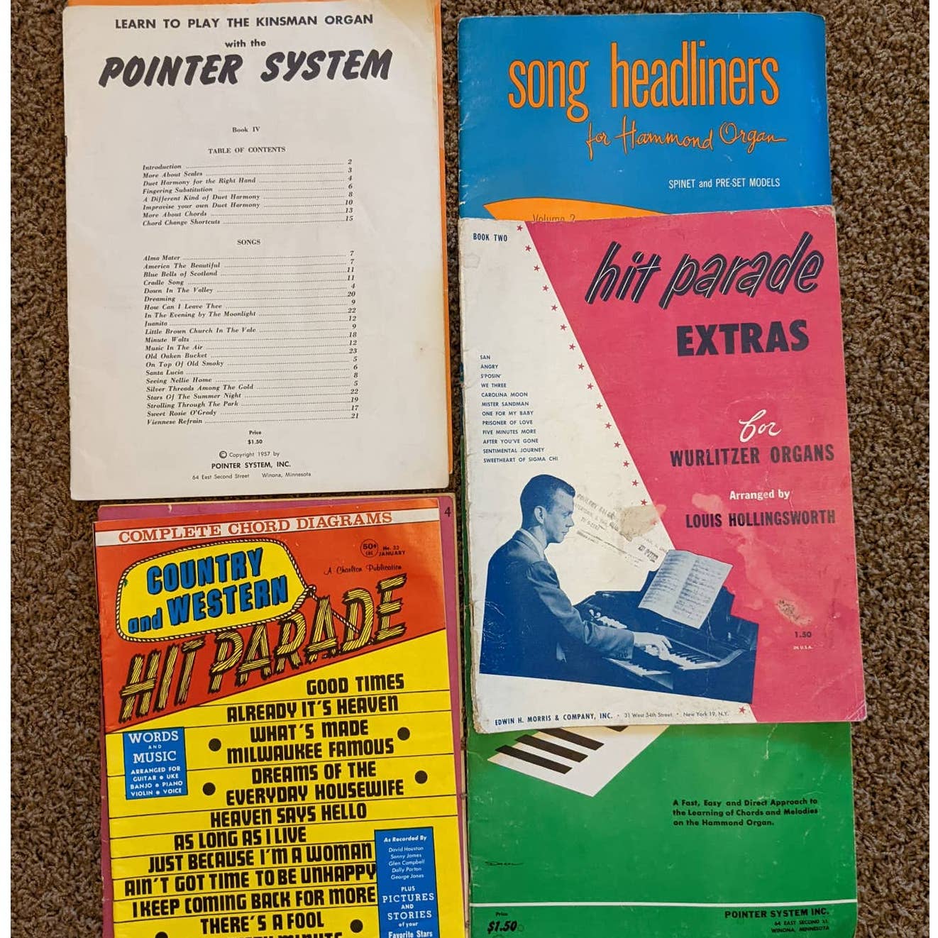 Vintage 1950s-1970s Sheet Music Country Western, Hammond Organ, Hit Parade