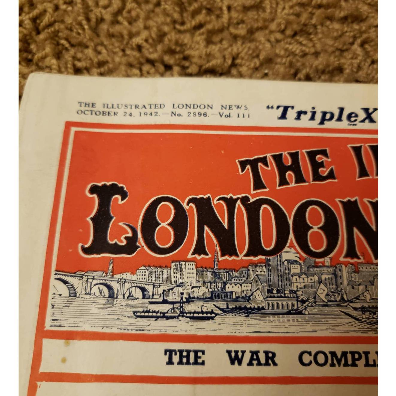 Vintage Illustrated London News Magazine Oct 24 1942 WW2 Battleship, VTG Haig Ad