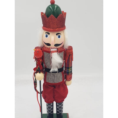 Nutcracker Red Bird Cane Glittered 15" Tall