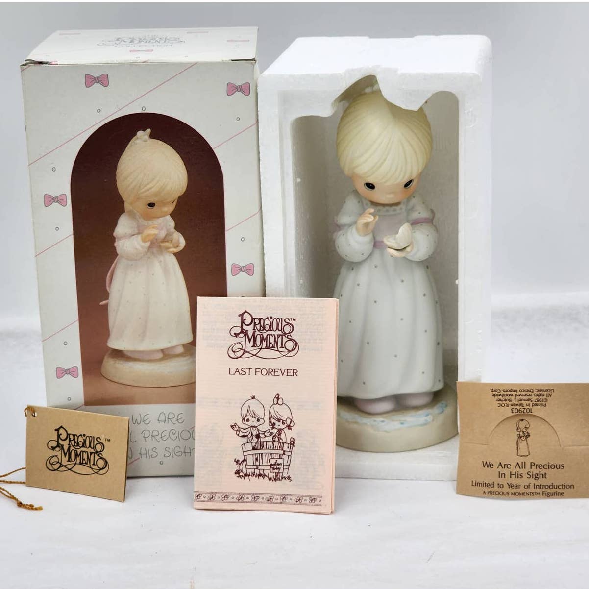 Precious Moments Figurine We Are All Precious In His Sight 102903 1987 Box Tags